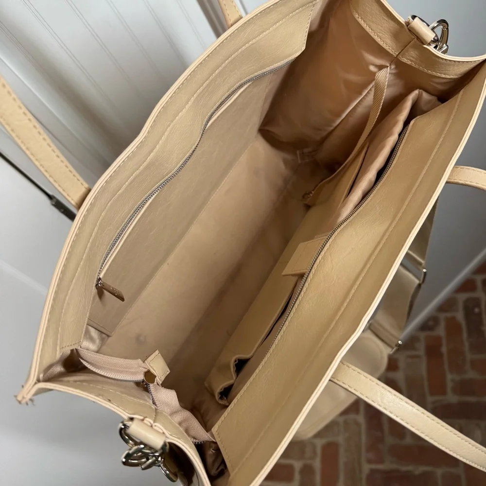 BEIS The Mini Work Tote Beige‎ travel commute office school nwt